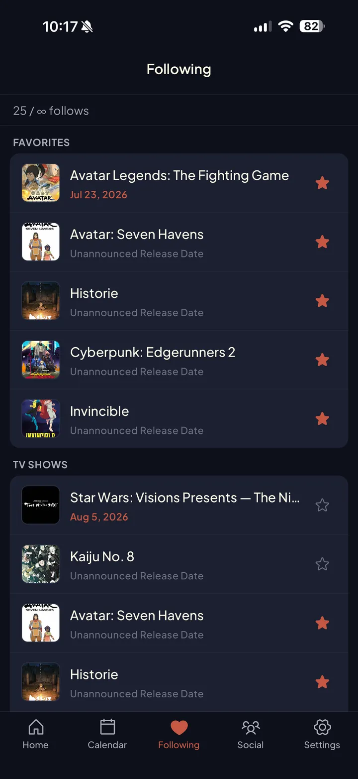 Droppd following list of tracked games, movies, and TV shows